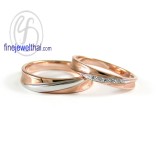 แหวนพิงค์โกลด์ แหวนคู่ แหวนเพชร แหวนแต่งงาน แหวนหมั้น - R1242_3DPG